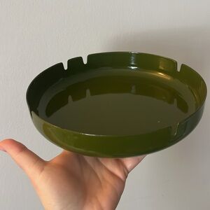 Vintage 1960s Japanese Enameled Ashtray Green Japan Modernist Mid-Century MCM